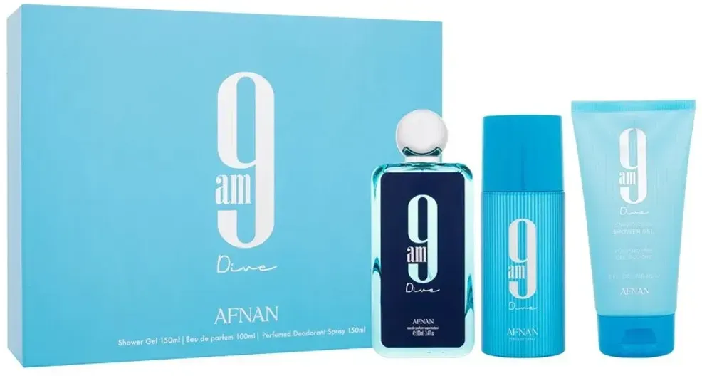 PERFUME AFNAN KIT DIVE U 100ML(PERFM+BODY MIST+SHOWER GEL150)
