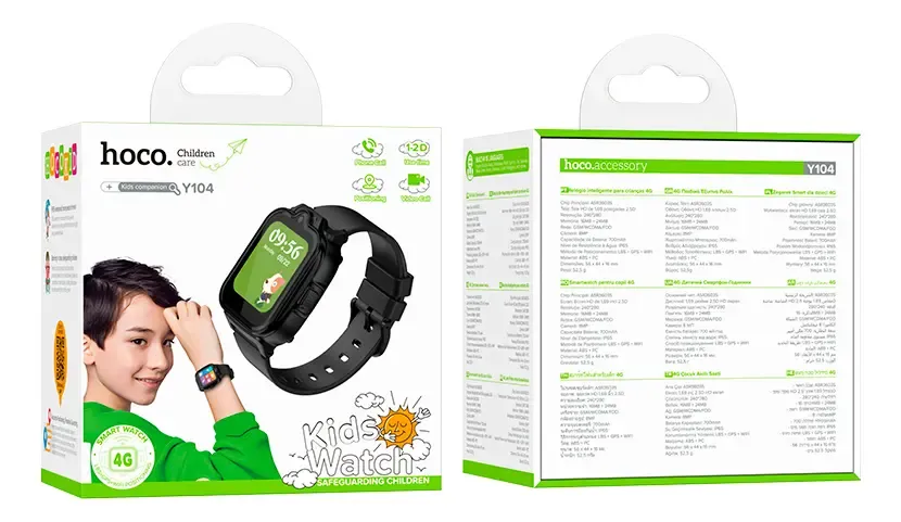 RELOJ INTELIHENTE P/NINOS NEGRO Y104 HOCO