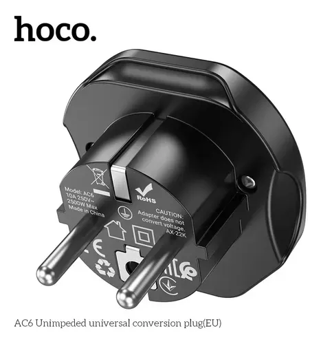 ADAPTADOR UNIVERSAL NEGRO AC6 HOCO