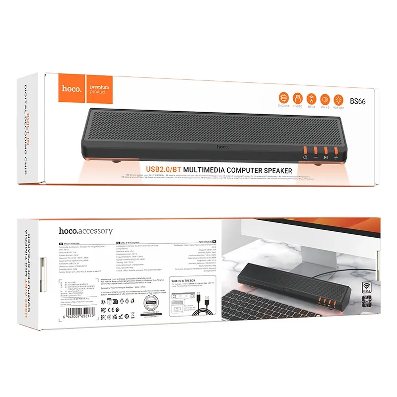 SPEAKER P/COMPUTADORA USB2.0 BS66 NEGRO HOCO