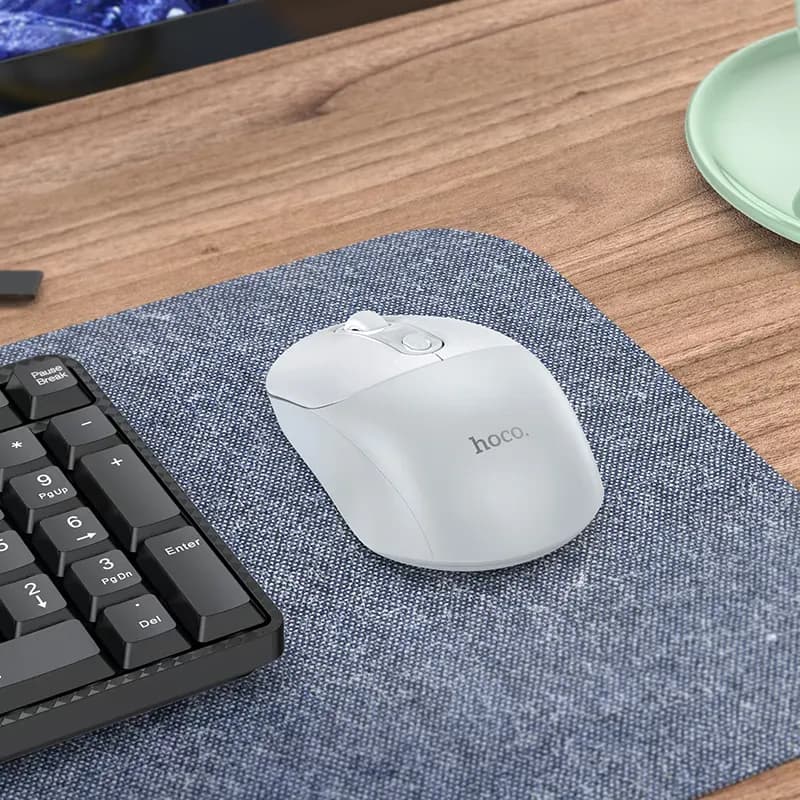 MOUSE INALB GRIS C/ BLANCO GM28 HOCO