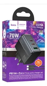Vista 1 de CS75A CARGADOR+ CABLE T-C A T-C 2EN1 NEGRO 70W