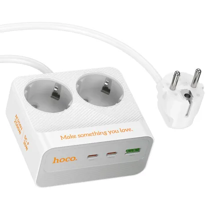AC27 CARGADOR ESCRITORIO 2 ENCHUFES PD30W/2C1A CABLE 2M BLANCO