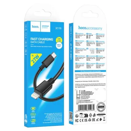 X119 ENERGY PD27W CABLE CARGA Y DATOS (C TO IP) NEGRO