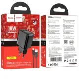 Vista 1 de Hoco Cargador CS21A QC30 Fuente 18W USB-A+Cable USB-C 1M Black
