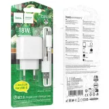 Vista 1 de CARGADOR+CABLE USB-A CS52A BLANCO HOCO