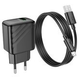 CS21A CARGADOR+CABLE USB-A A T-C NEGRO