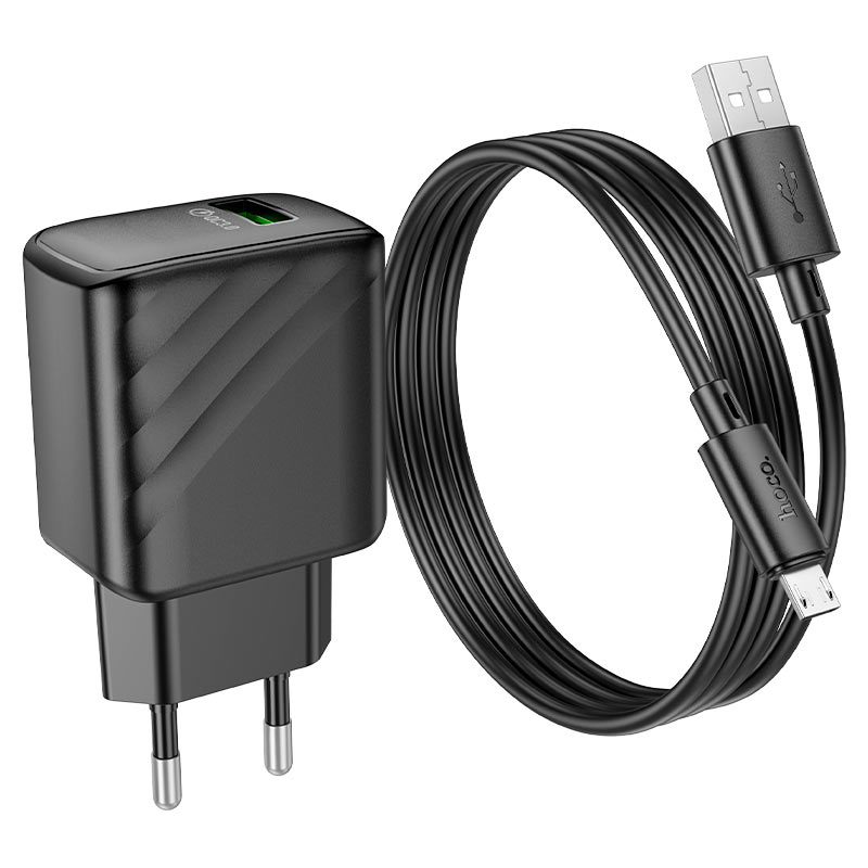 CS21A CARGADOR+CABLE USB-A A T-C NEGRO