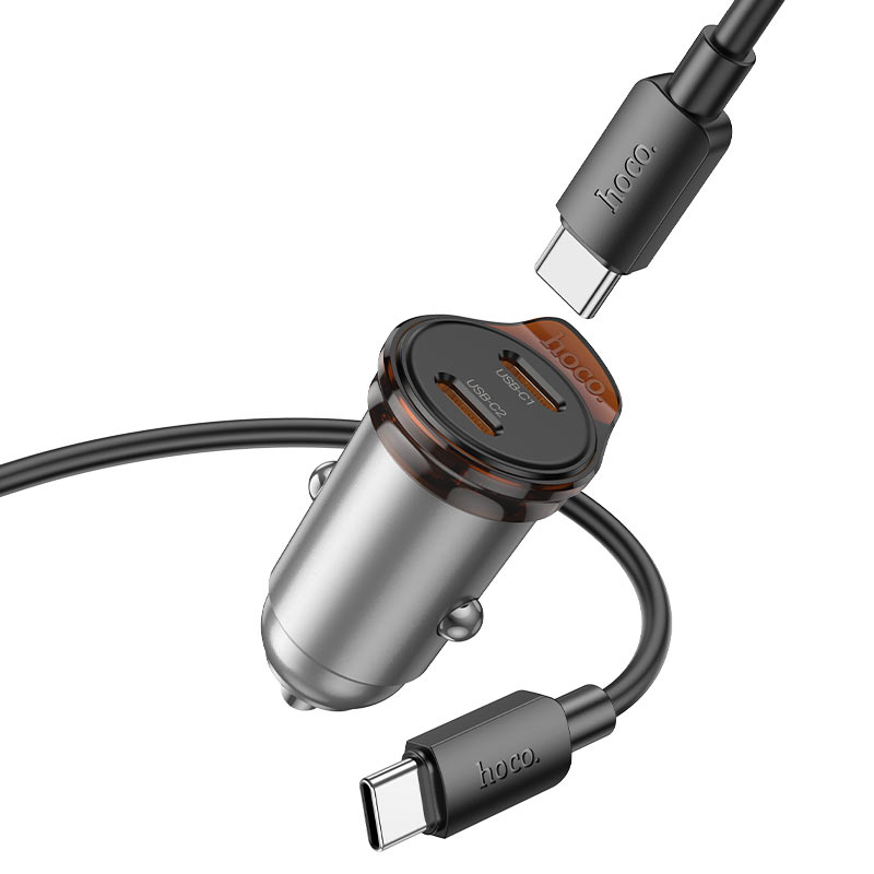 NZ16B CARGADOR 2PUERTO P/AUTO T-C GRIS 45W