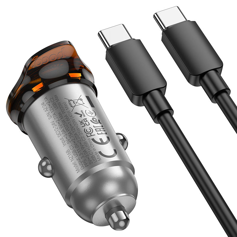 NZ16B CARGADOR+CABLE T-C A T-C P/AUTO GRIS 45W