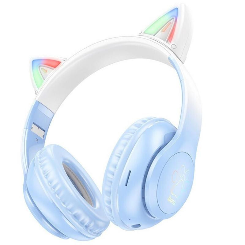 W42 AURICULAR BLUETOOTH OREJAS DE GATO CRYSTAL BLUE