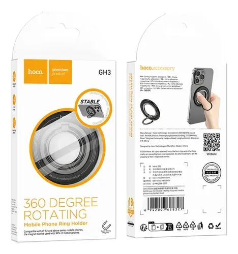 SOPORTE 360GRADO P/ CELULAR GH3 NEGRO HOCO