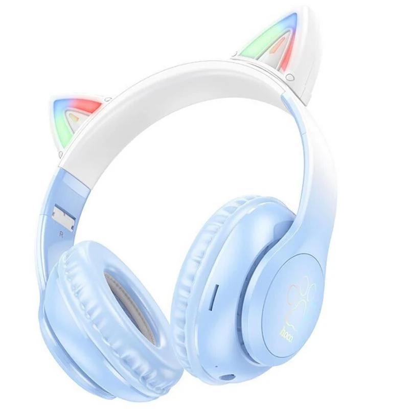 W42 AURICULAR BLUETOOTH OREJAS DE GATO CRYSTAL BLUE