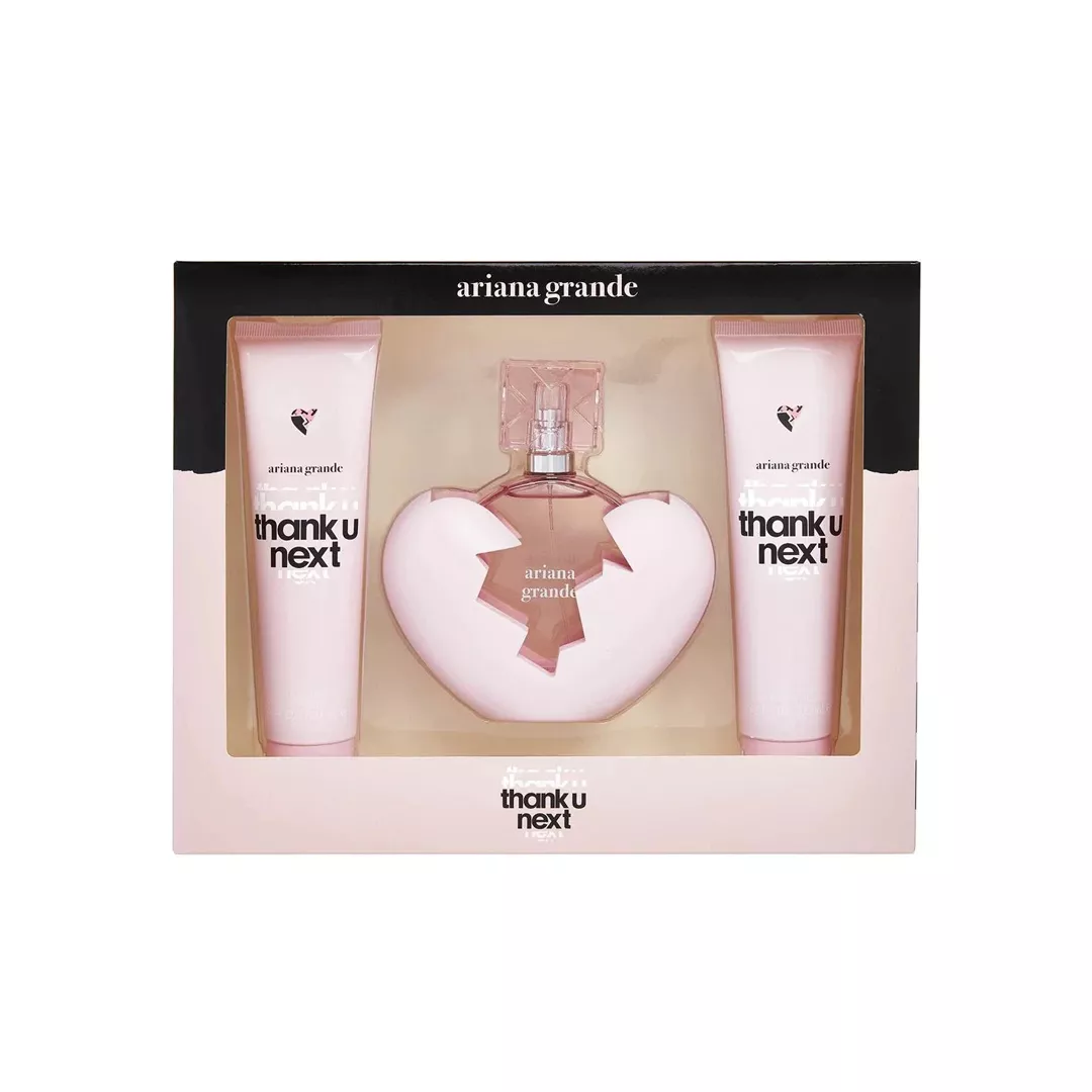 KIT THANK U NEXT ARIANA GRANDE (ROSA) 2 CREMAS-1 PERFUME