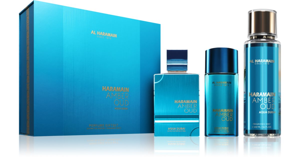 PERFUME AL HARAMAIN AMBER OUD AQUA DUBAI PERFUMERY GIFT SET WITH
